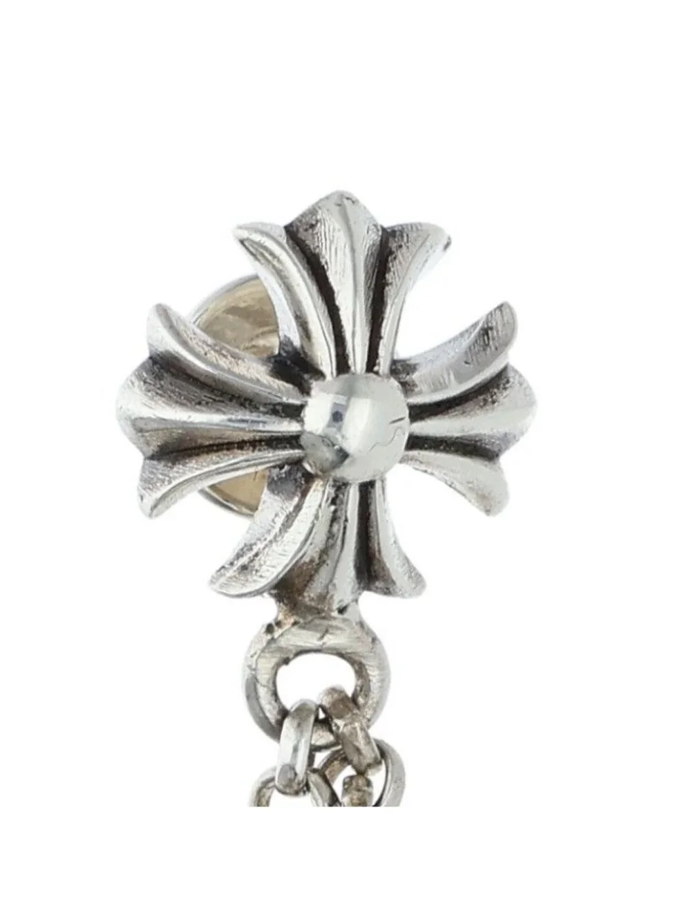 Chrome Hearts Chain Drop Dice 2 Silver Earrings